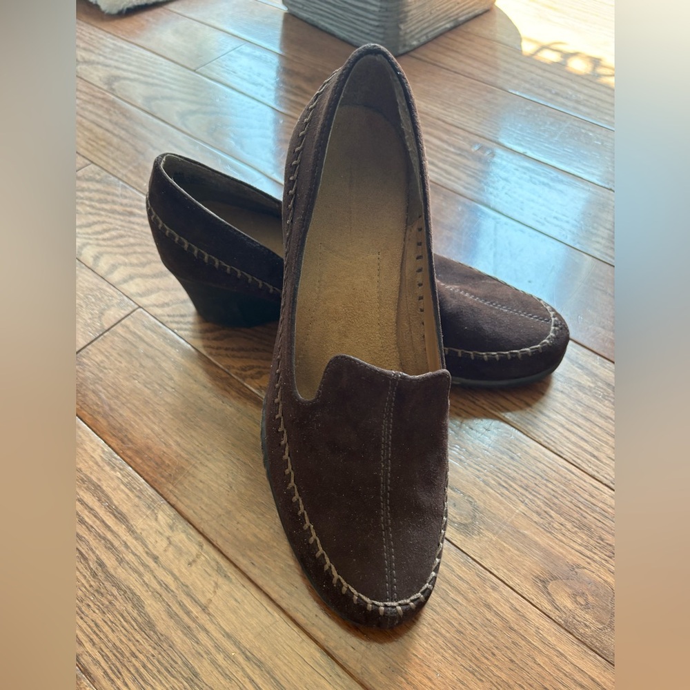 Naturalizer Brown Faux Suede Wedge Loafers